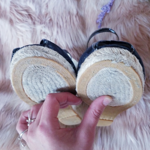 Coach Black Wedge Ankle Strap Peep Toe Espadrilles - Picture 8 of 8